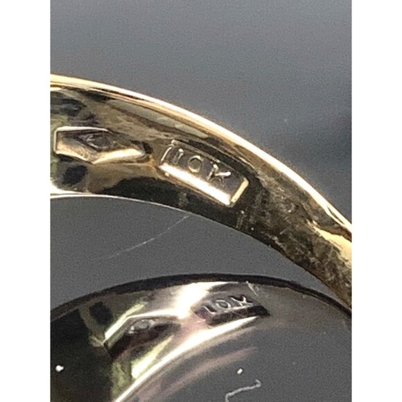Hematite Cocktail Signet Ring 10k Gold Estate Jewelry Vintage Unisex Size 9 - Picture 10 of 14